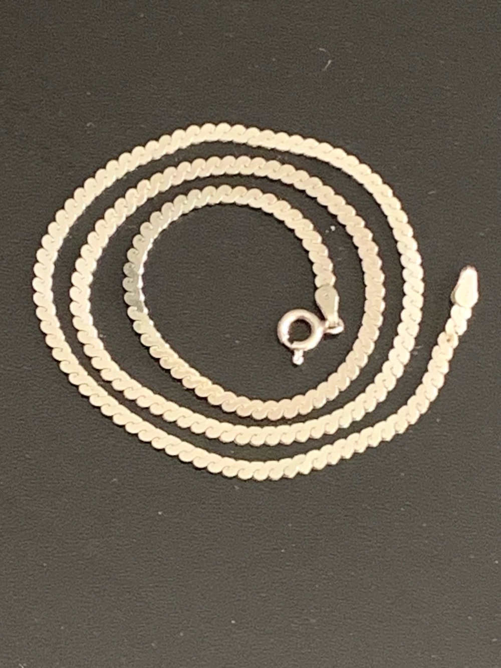 Genuine Italy 925 Sterling Silver 3mm Flat Link Necklace 16” - 7g